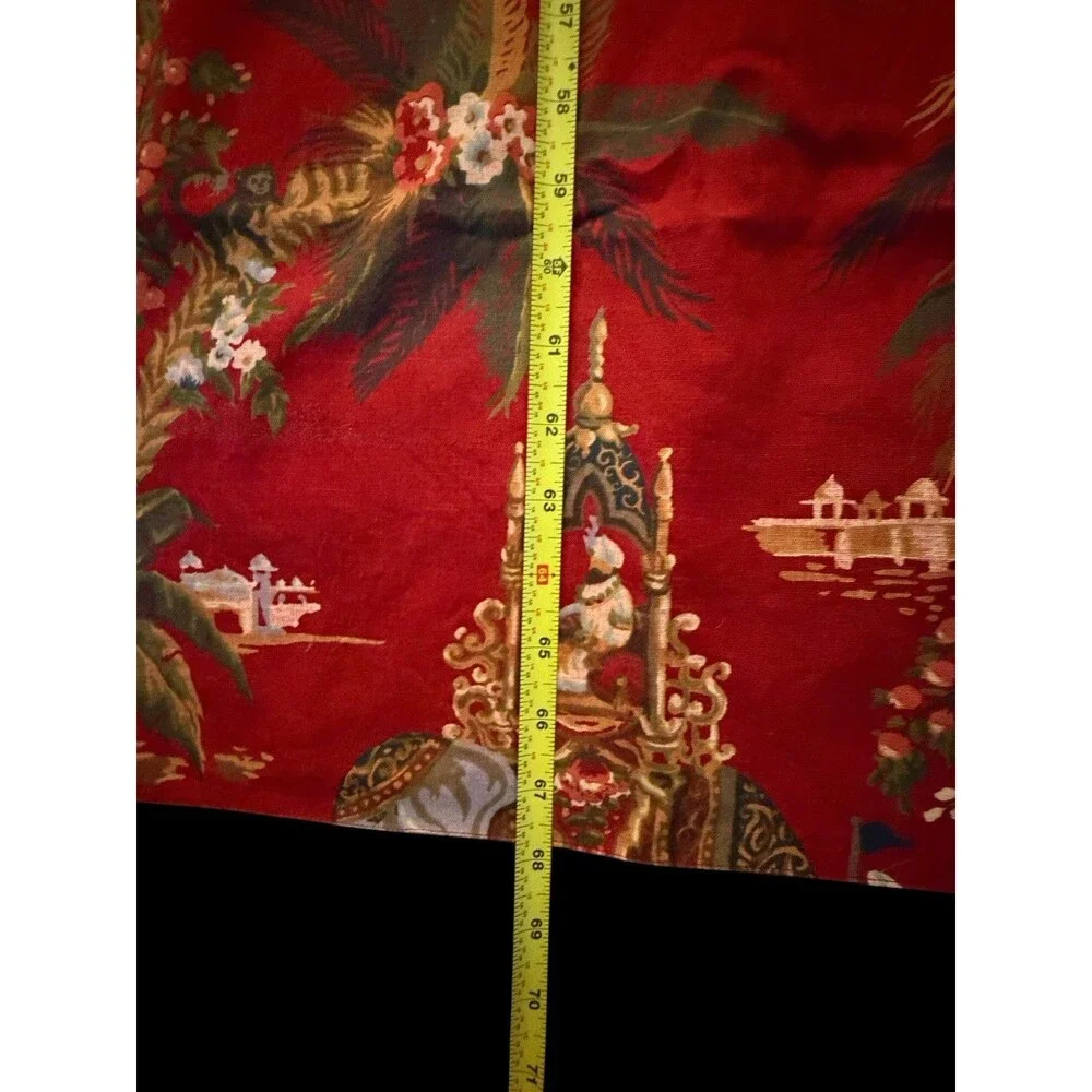 Pottery Barn Red Chinoiserie Elephant/Camel Palm Trees 2 Sided Table Runner